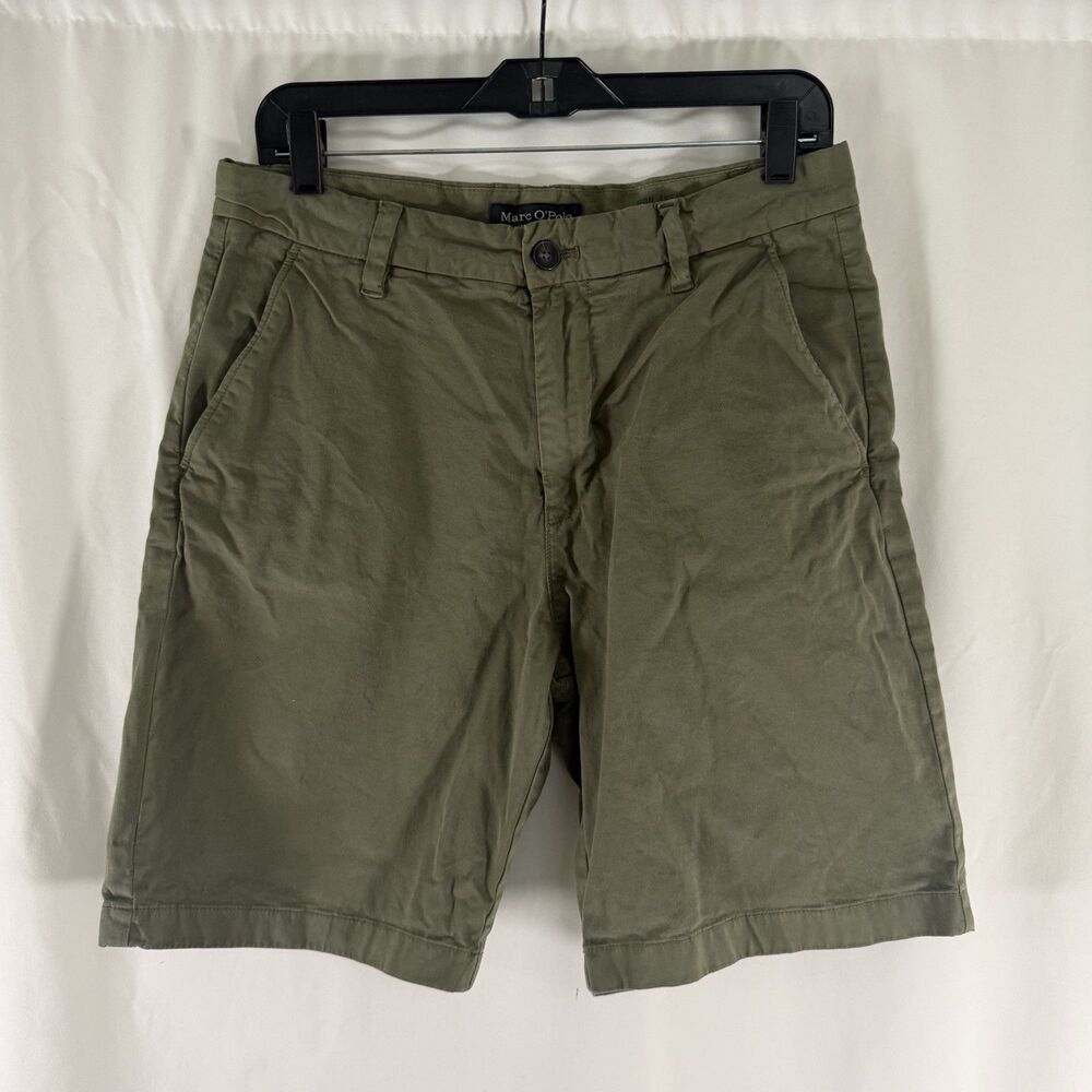 Marc O'Polo Shorts Men's 30 Green Flat Front Chino Cotton Blend 9" Inseam